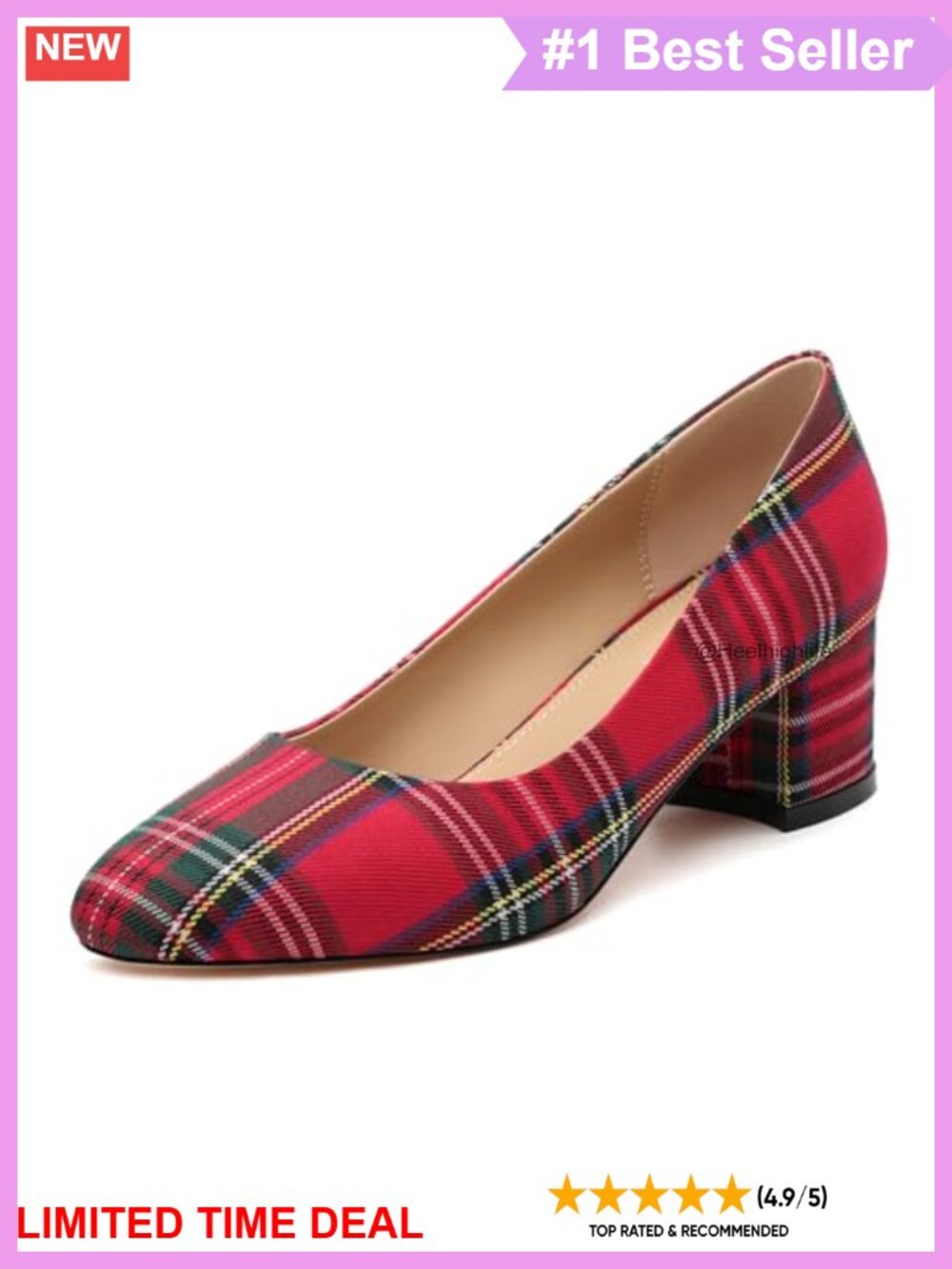 Women's Low Heel Dress Pumps 2 Inch Block Heel Round Toe Memory Foam
